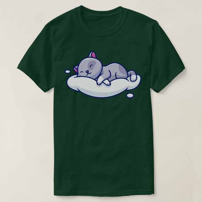 Cute Cat Sleeping On The Cloud T-Shirt (Design Front)