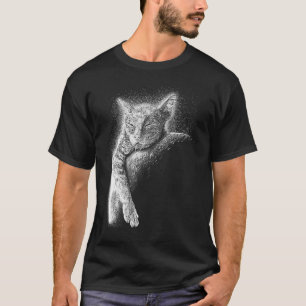 Cute Cat Sleeping On The Moon Full Moon Space Kitt T-Shirt