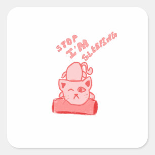 Cute cat sleeping square sticker