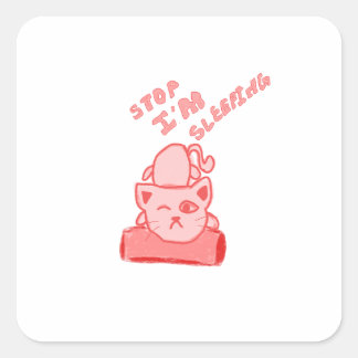 Cute cat sleeping  square sticker