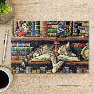 Cute Cat Slumber in the Book Nook Animal Jigsaw Puzzle