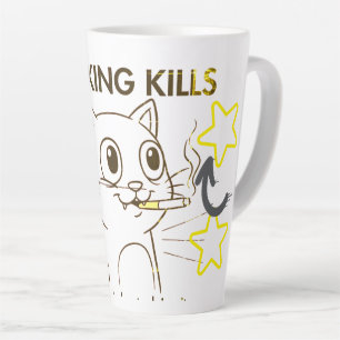 Cute Cat -Smoking Kills Funny Anti-Smoking Design Latte Mug
