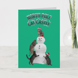 Cute Cat Snowman Christmas Card