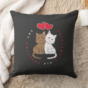 Cute Cat Snuggle Love Illustration T-Shirt Cushion