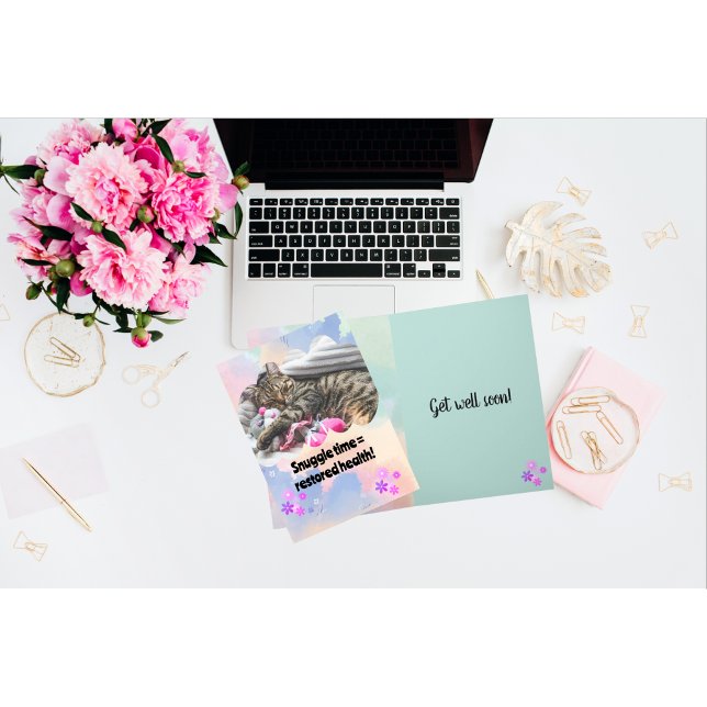 Cute Cat Snuggle Time Get Well Card (Creator Uploaded)