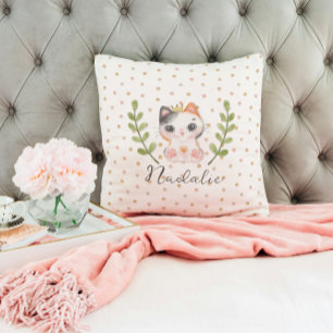 Cute Cat Soft Gender Neutral Dotted Child Nursery Cushion