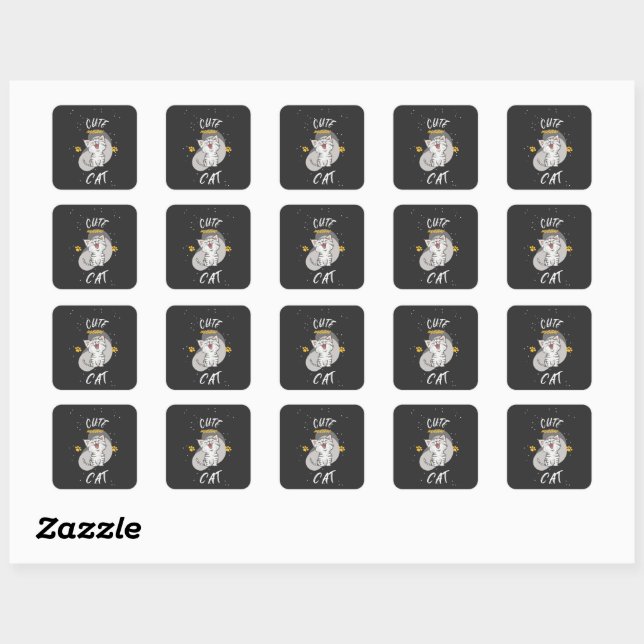 CUTE CAT SQUARE STICKER (Sheet)