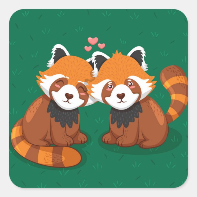 Cute Cat Square Sticker (Front)