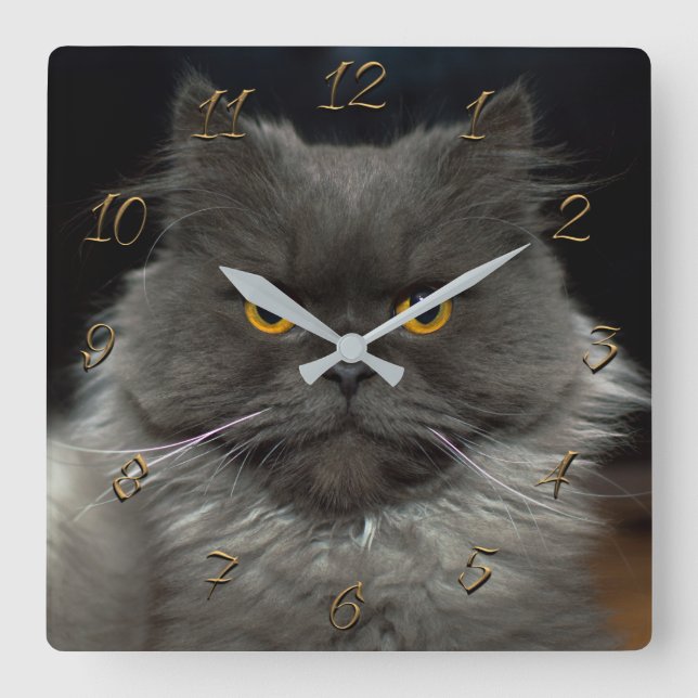Cute cat square wall clock (Front)