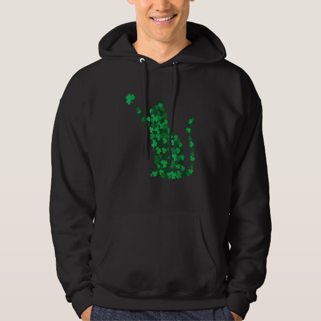 Cute Cat St Patricks Day C Lucky Cat Mum Shamrock  Hoodie (Front)