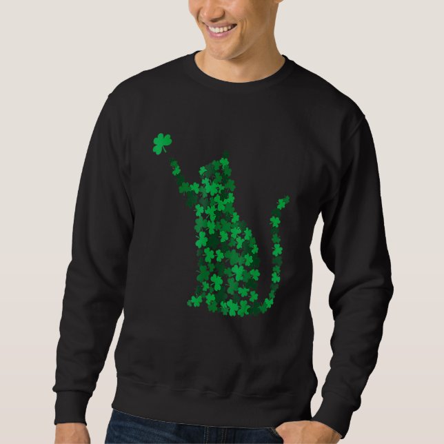 Cute Cat St Patricks Day C Lucky Cat Mum Shamrock  Sweatshirt (Front)