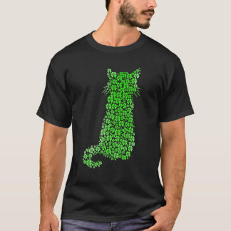 Cute Cat St Patricks Day Clover Lucky Cat Mum Sham T-Shirt