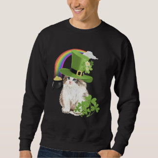 Cute Cat  St Patricks Day Shamrock Rainbow Patty K Sweatshirt