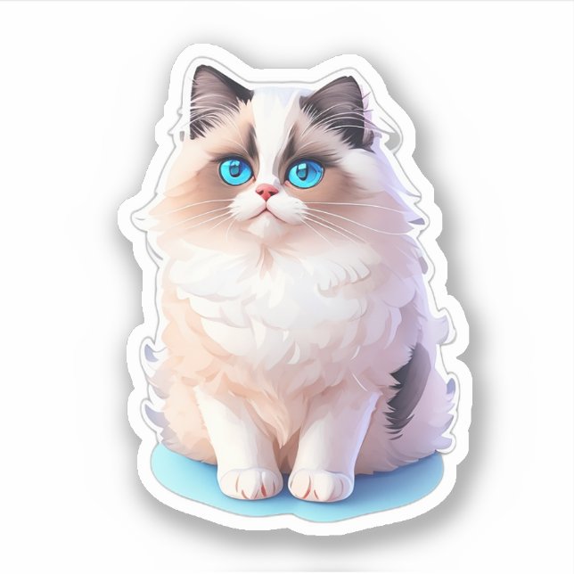 Cute Cat Sticker of a Ragdoll Cat Clipart (Front)