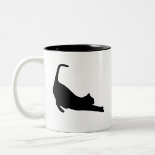 Cute Cat Stretching Two-Tone Coffee Mug