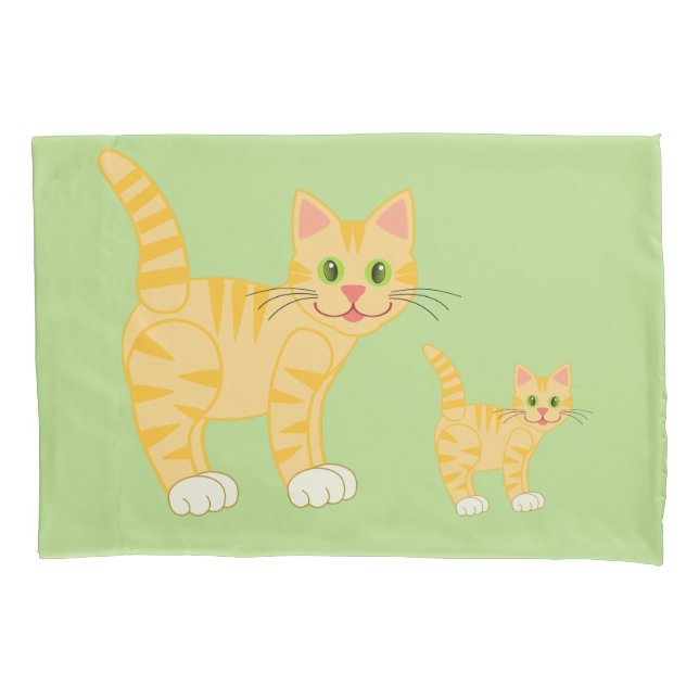 Cute Cat Striped Kitty Animals Kids Custom Colour Pillowcase (Front)