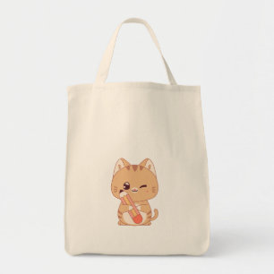CUTE CAT STUDENT CATS LOVERS DESIGN  TOTE BAG