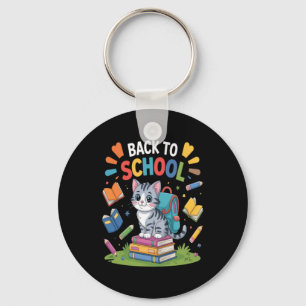 Cute Cat Student Welcome Back To School Day Key Ring
