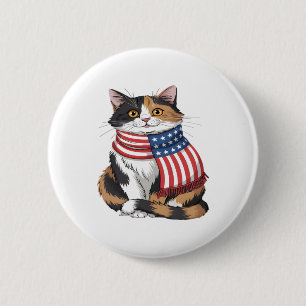 cute cat summer Flag US Memorial Day 6 Cm Round Badge