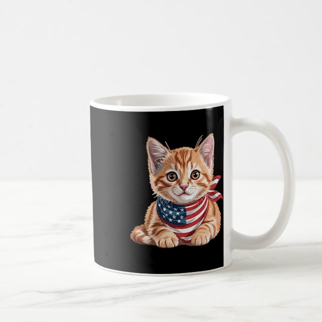 Cute Cat Summer Flag Us Memorial Day  Coffee Mug (Right)