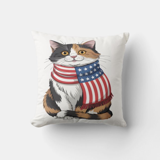 cute cat summer Flag US Memorial Day Cushion (Front)