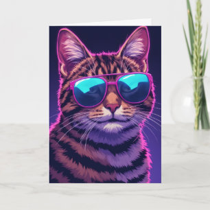 CUTE CAT sunglasses Birthday Greeting card
