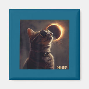 Cute Cat Sunglasses Total Solar Eclipse Magnet