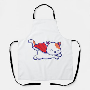 Cute cat super hero flying apron