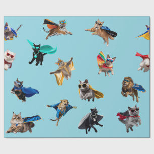 Cute Cat Superheroes Children's Wrapping Paper