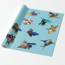 Cute Cat Superheroes Children's Wrapping Paper