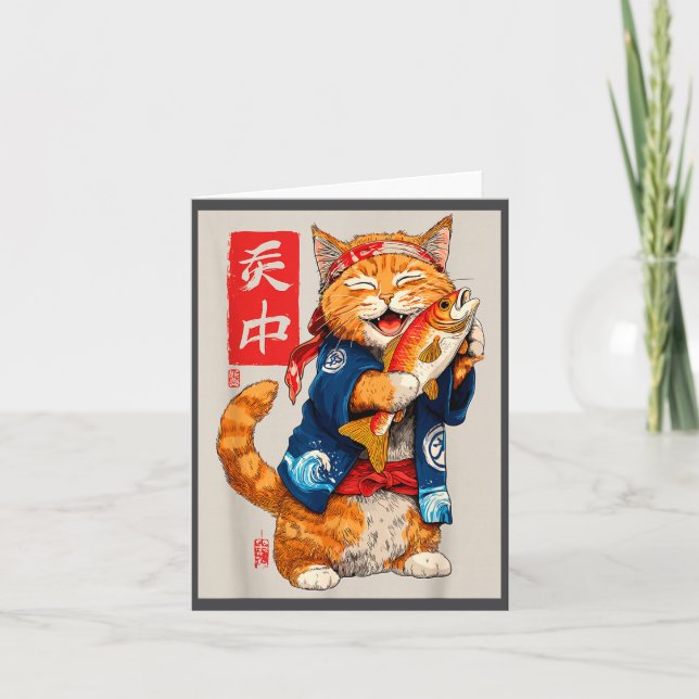 Cute Cat Sushi Japanese Food Anime Graphic Tees Me Card (Front)