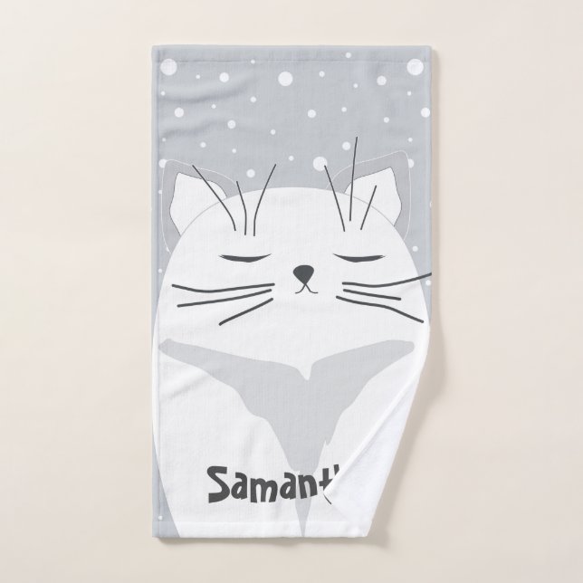 Cute cat, symbol of 2023.  hand towel (Hand Towel)
