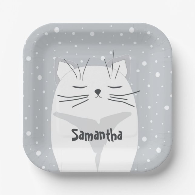 Cute cat, symbol of 2023. paper plate (Front)