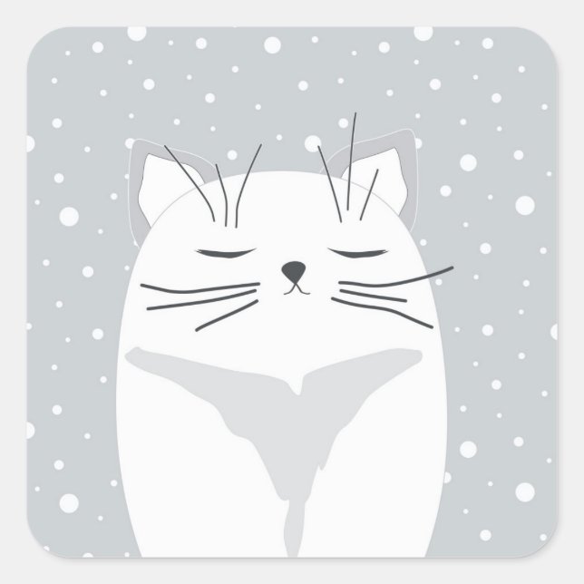 Cute cat, symbol of 2023.  square sticker (Front)