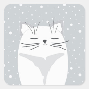 Cute cat, symbol of 2023.  square sticker