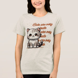 Cute Cat T-Shirt Design Adorable Kitty Lover Gif w Tri-Blend Shirt