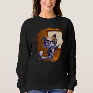 Cute Cat Teacher Kitten Professor School 2 Sweatshirt