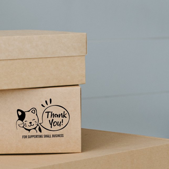 Cute Cat Thank You, Custom Message  Rubber Stamp (Creator Uploaded)