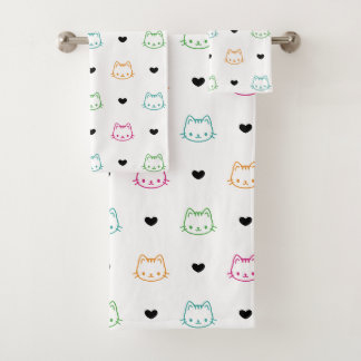 Cute Cat Theme Bath Towel Set