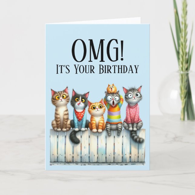 Cute Cat Theme Birthday Card (Front)