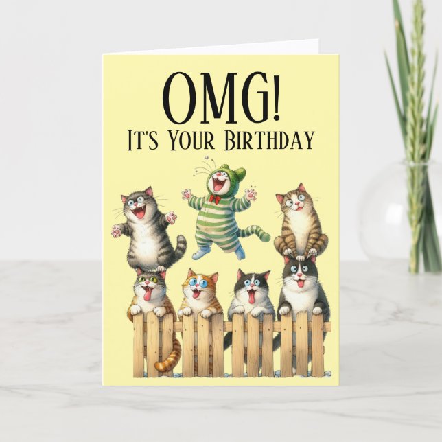 Cute Cat Theme Birthday Card (Front)