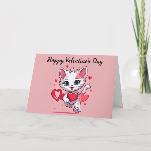 Cute Cat Themed Valentine's Day Card (Front)