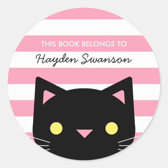 Cute Cat | This Book Belongs To Classic Round Sticker (Front)
