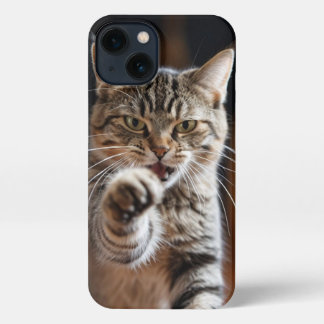 Cute cat throwing a punch iPhone 13 case