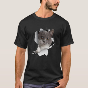 Cute Cat Torn Cloth Cat Kitten T-Shirt