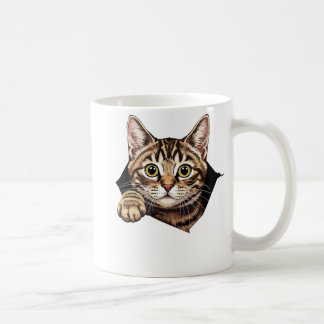 Cute cat torn the fabric cat tearing  coffee mug
