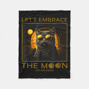 Cute Cat Total Solar Eclipse Embrace Fleece Blanket