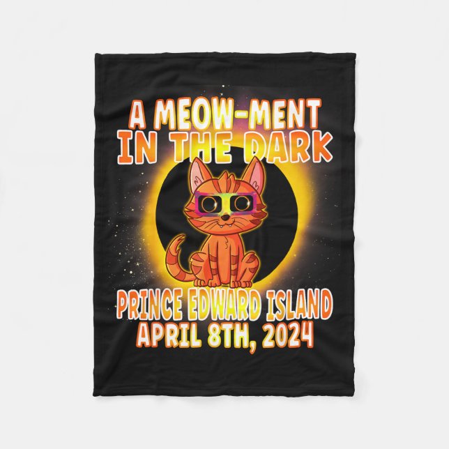 Cute Cat Total Solar Eclipse Pun Fleece Blanket (Front)