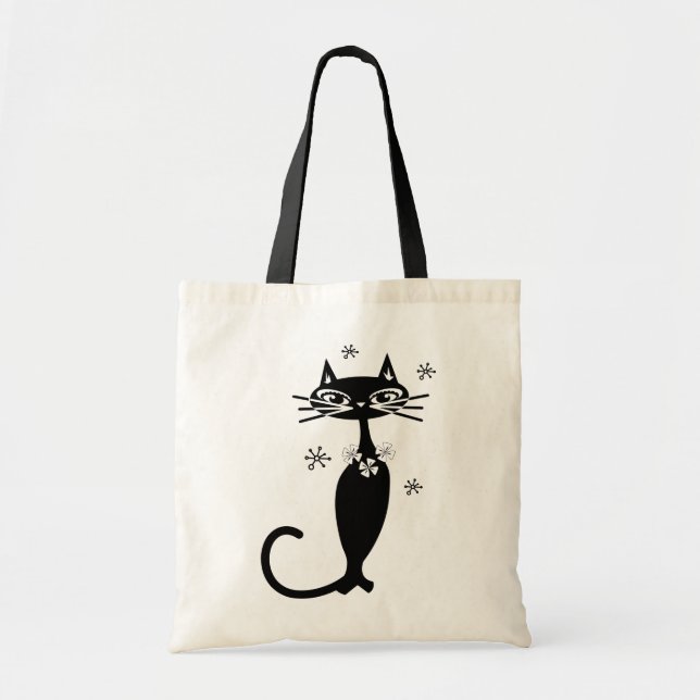 Cute cat tote bag eco friendly reusable (Front)