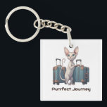 Cute Cat Traveler – Gift for Cat Lovers Key Ring<br><div class="desc">Travel In Style! Features a cute cat illustration and space for personalization. Ideal gift for cat-loving travelers.</div>